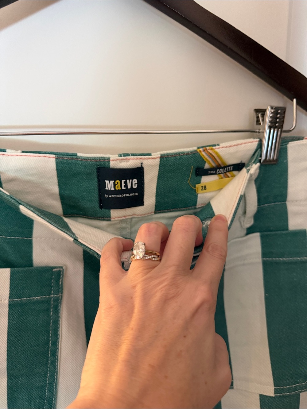 Anthropologie Maeve Colette Teal and White Striped Wide-Leg Pants - Picture 3 of 6